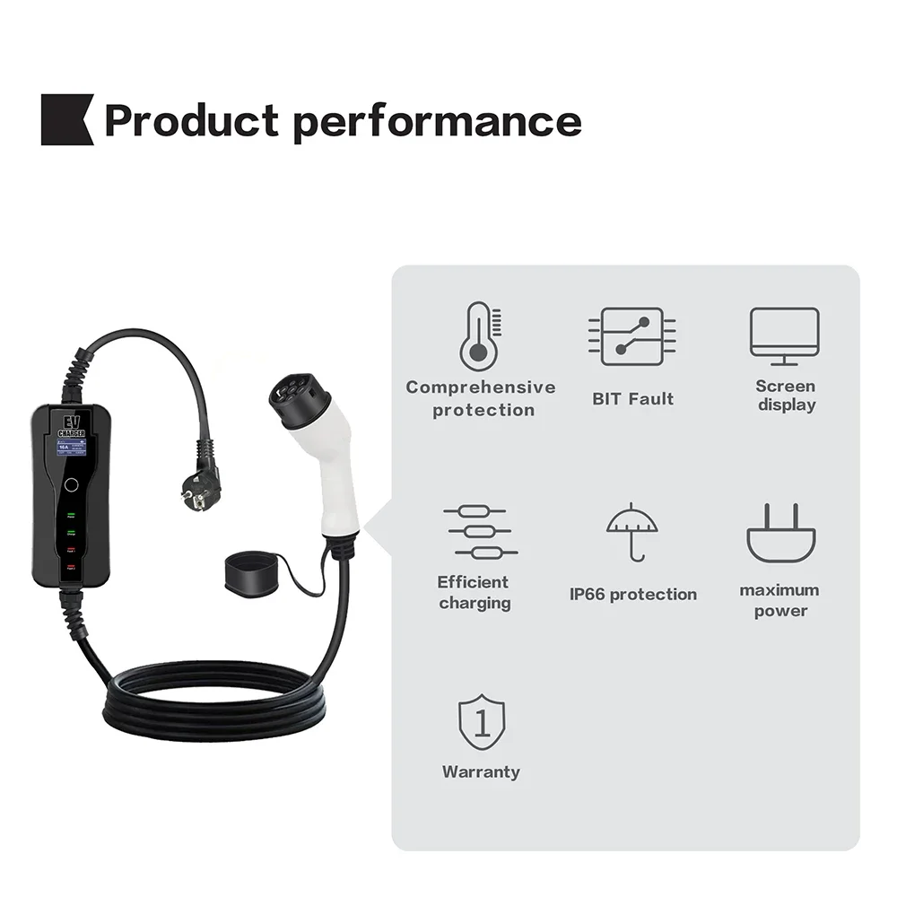 11KW 16A Portable EV Charger T - Type 2 Portable Ev Charger 11Kw Cee 评论和价格